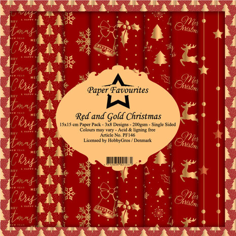 Paper Favourites Red and Gold Christmas 6x6 Inch Paper Pack (PF146)