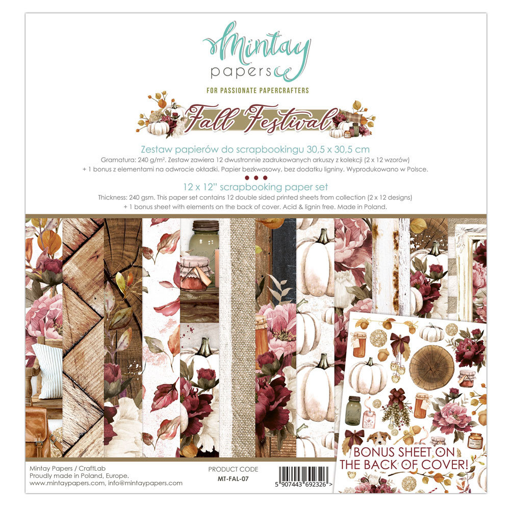 Mintay Fall Festive 12x12 Inch Scrapbooking Paper Set (MT-FAL-07) Mintay Fall Festive 12x12 Inch Scrapbooking Paper Set (MT-FAL-07)