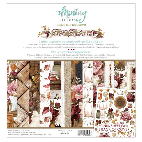Mintay Fall Festive 12x12 Inch Scrapbooking Paper Set (MT-FAL-07) Mintay Fall Festive 12x12 Inch Scrapbooking Paper Set (MT-FAL-07)