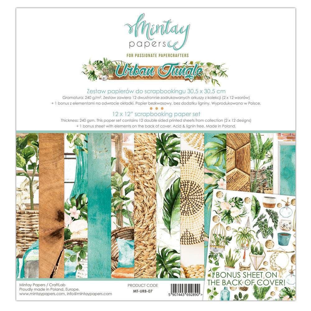 Mintay Urban Jungle 12x12 Inch Scrapbooking Paper Set (MT-URB-07)