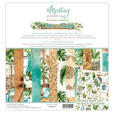 Mintay Urban Jungle 12x12 Inch Scrapbooking Paper Set (MT-URB-07)
