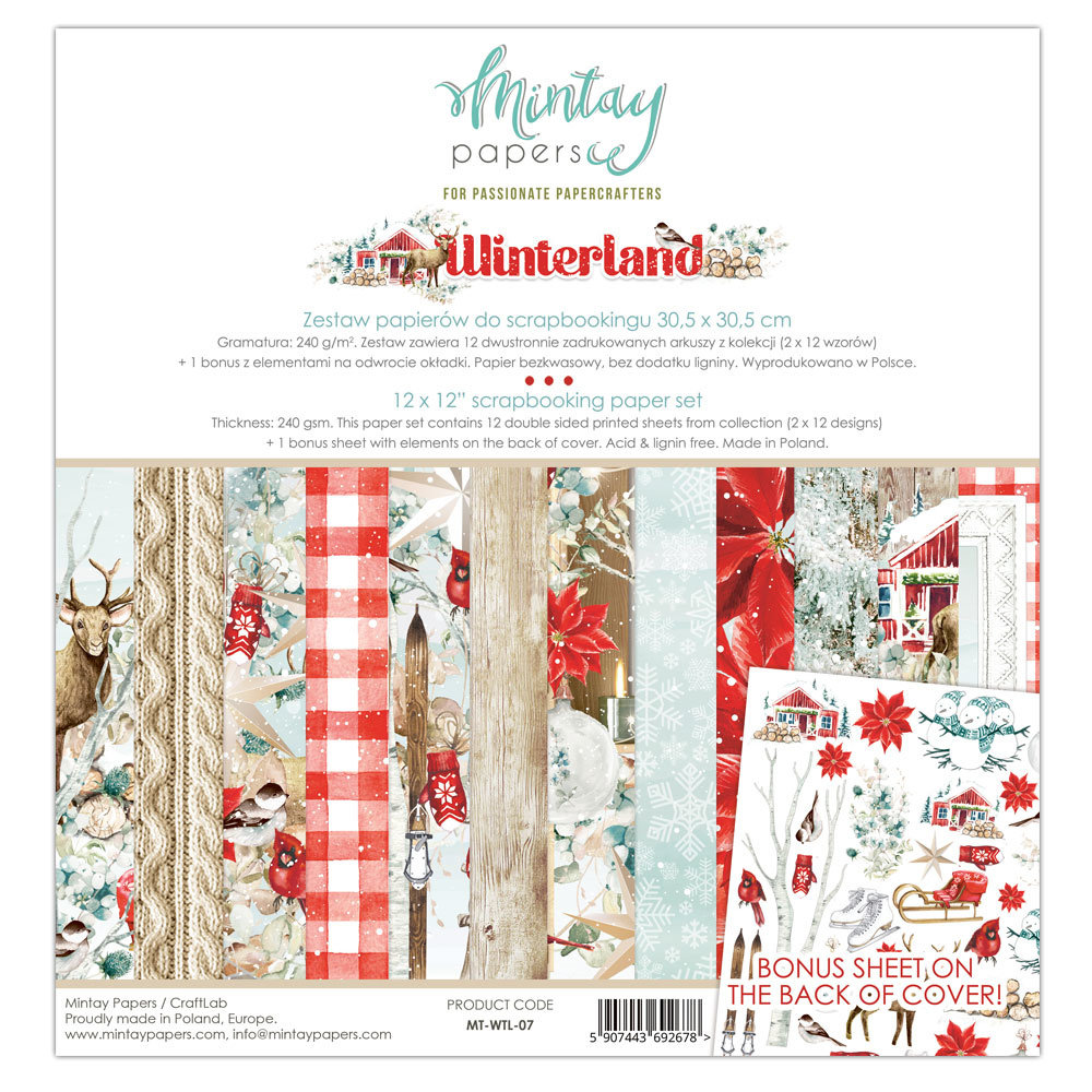 Mintay Winterland 12x12 Inch Scrapbooking Paper Set (MT-WTL-07)