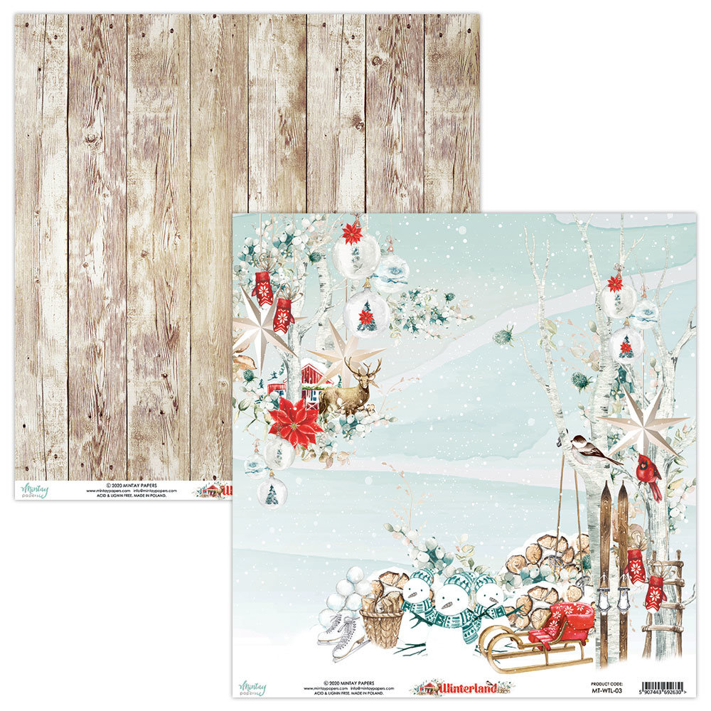 Mintay Winterland 12x12 Inch Scrapbooking Paper Set (MT-WTL-07)