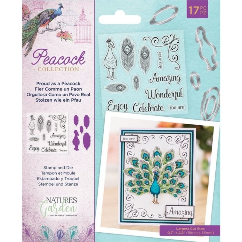Crafter's Companion Peacock Proud as a Peacock Stamp & Dies (NG-PEA-STD-PAP)