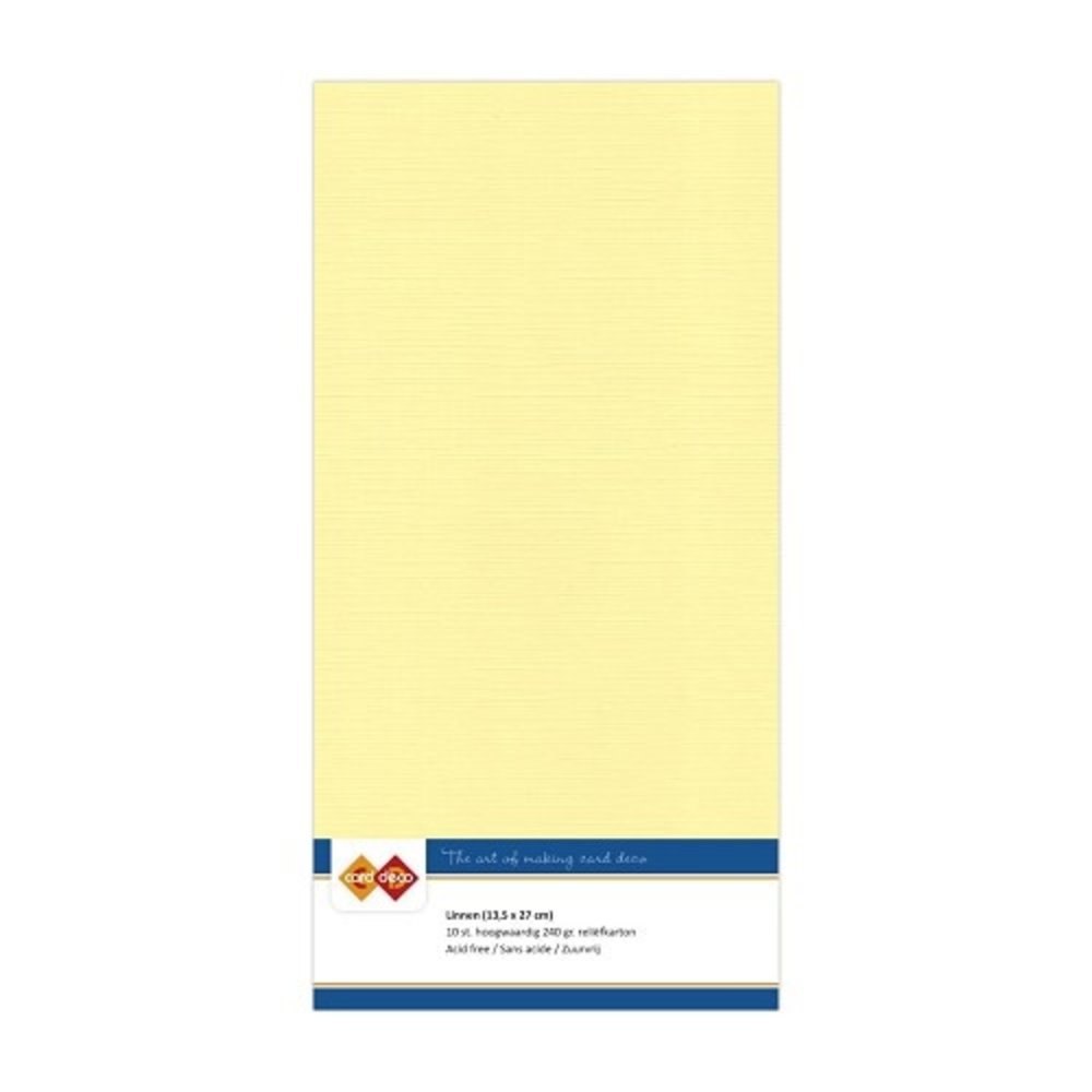 Card Deco Linen Cardstock Light Yellow 10 Vel Vierkant (LKK-4K03)
