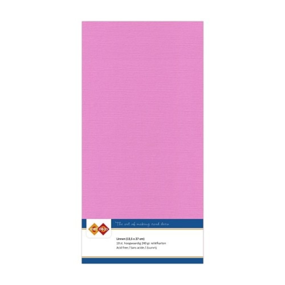 Card Deco Linen Cardstock Fuchsia 10 Vel Vierkant (LKK-4K37)