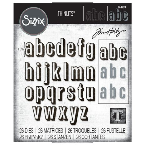 Sizzix Thinlits Alterations Die Set 26pk Alphanumeric Shadow Lower (664728)