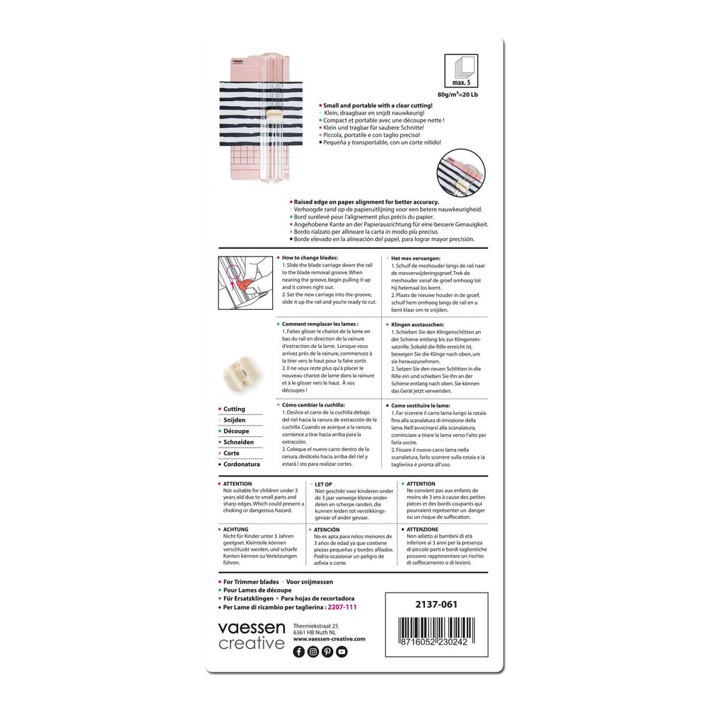 Vaessen Creative Mini Papiersnijder Roze (2137-061)