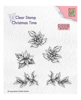 Nellie Snellen Clear Stamp Christmas Time Poinsettia (CT036)