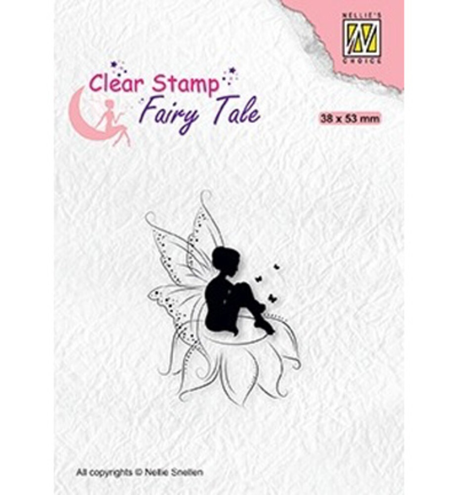 Nellie Snellen Clear Stamp Fairy Tale Nr. 18 Elf Sitting On Flower (FTCS020)