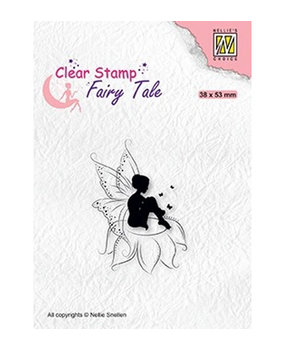 Nellie Snellen Clear Stamp Fairy Tale Nr. 18 Elf Sitting On Flower (FTCS020)