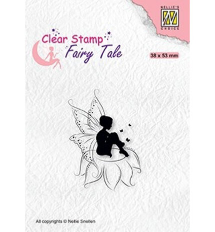 Nellie Snellen Clear Stamp Fairy Tale Nr. 18 Elf Sitting On Flower (FTCS020)