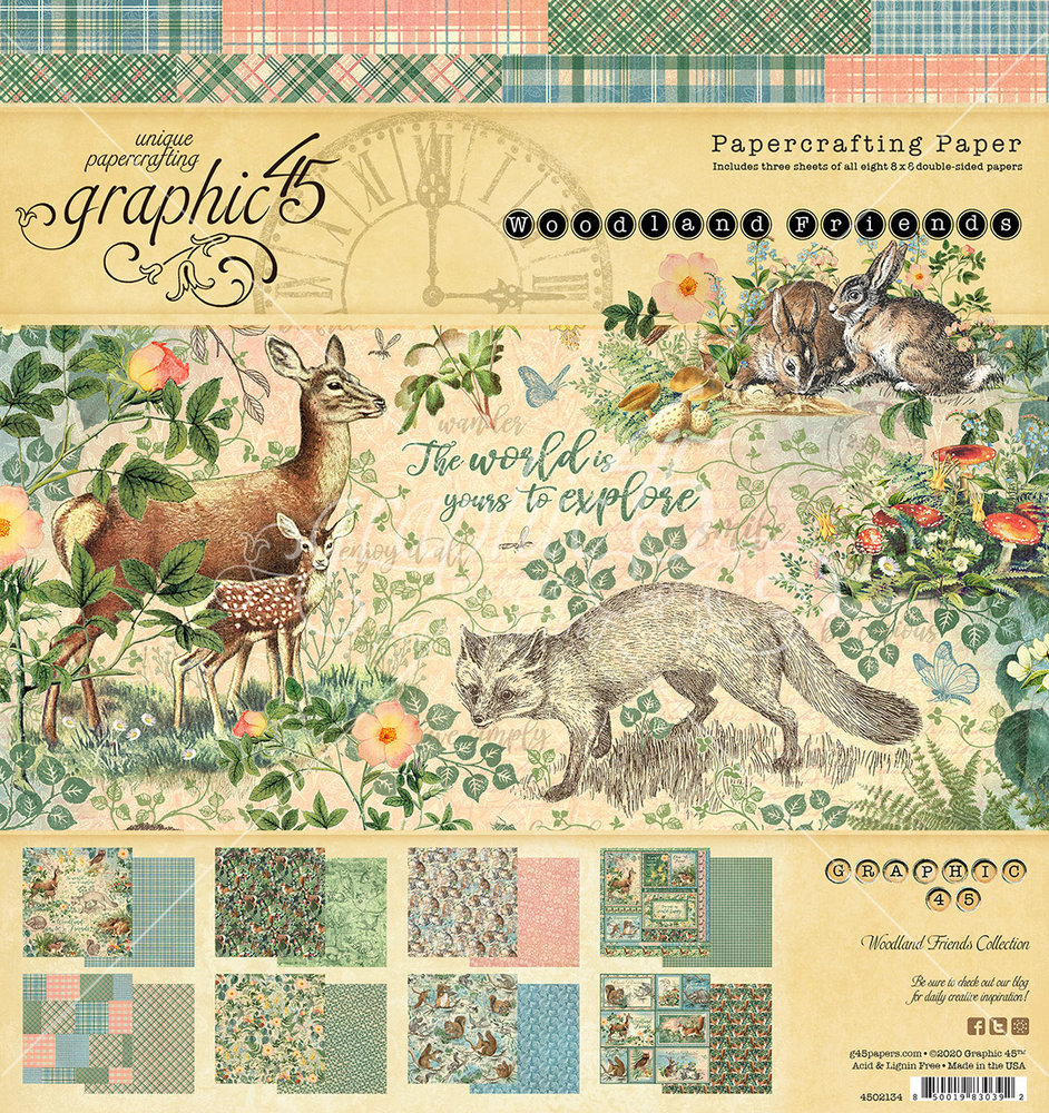 Graphic 45 Woodland Friends 8x8 Inch Paper Pad (4502134) Graphic 45 Woodland Friends 8x8 Inch Paper Pad (4502134)