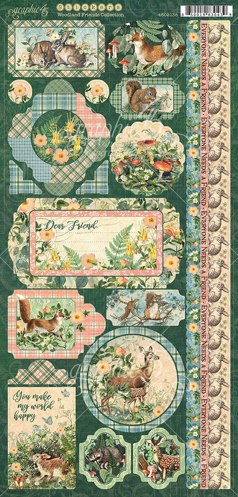 Graphic 45 Woodland Friends Stickers (4502138) Graphic 45 Woodland Friends Stickers (4502138)