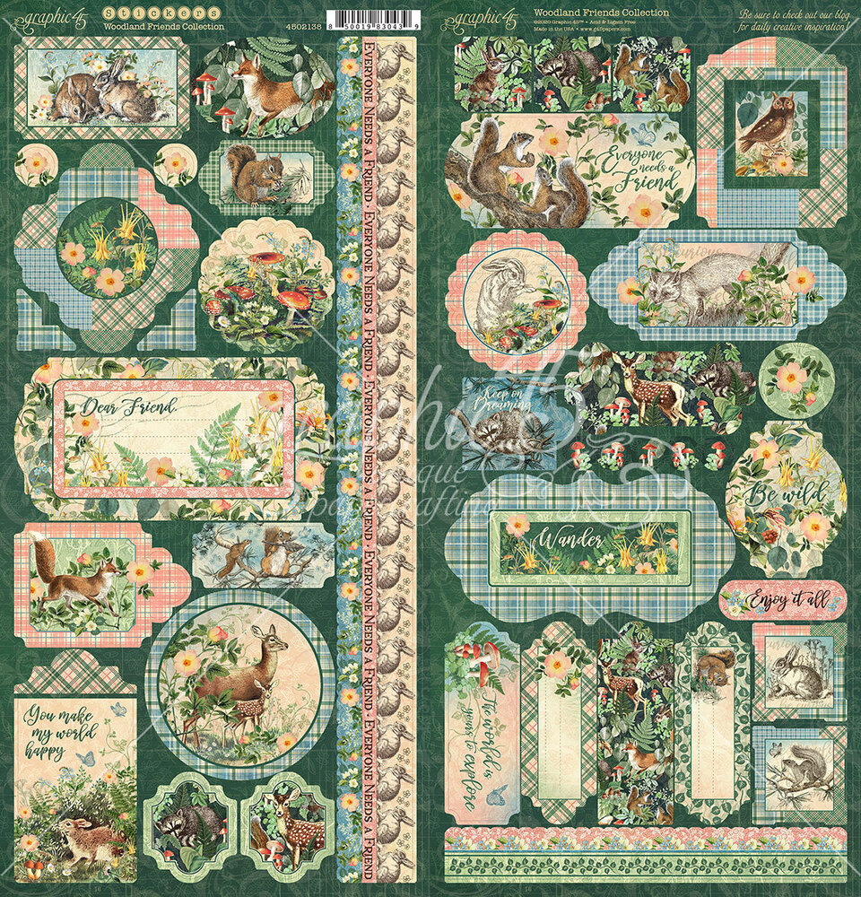Graphic 45 Woodland Friends Stickers (4502138) Graphic 45 Woodland Friends Stickers (4502138)