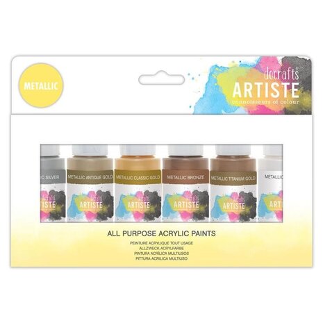 Artiste Acrylic Paint Pack 6x59ml Metallic (DOA 763291)