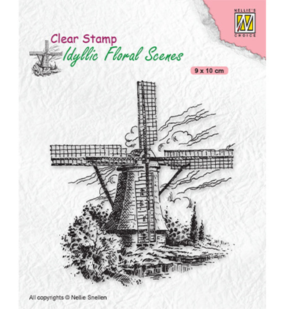 Nellie Snellen Clear Stamp Idyllic Floral Scenes Wind-Mill (IFS029)