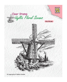 Nellie Snellen Clear Stamp Idyllic Floral Scenes Wind-Mill (IFS029) Nellie Snellen Clear Stamp Idyllic Floral Scenes Wind-Mill (IFS029)