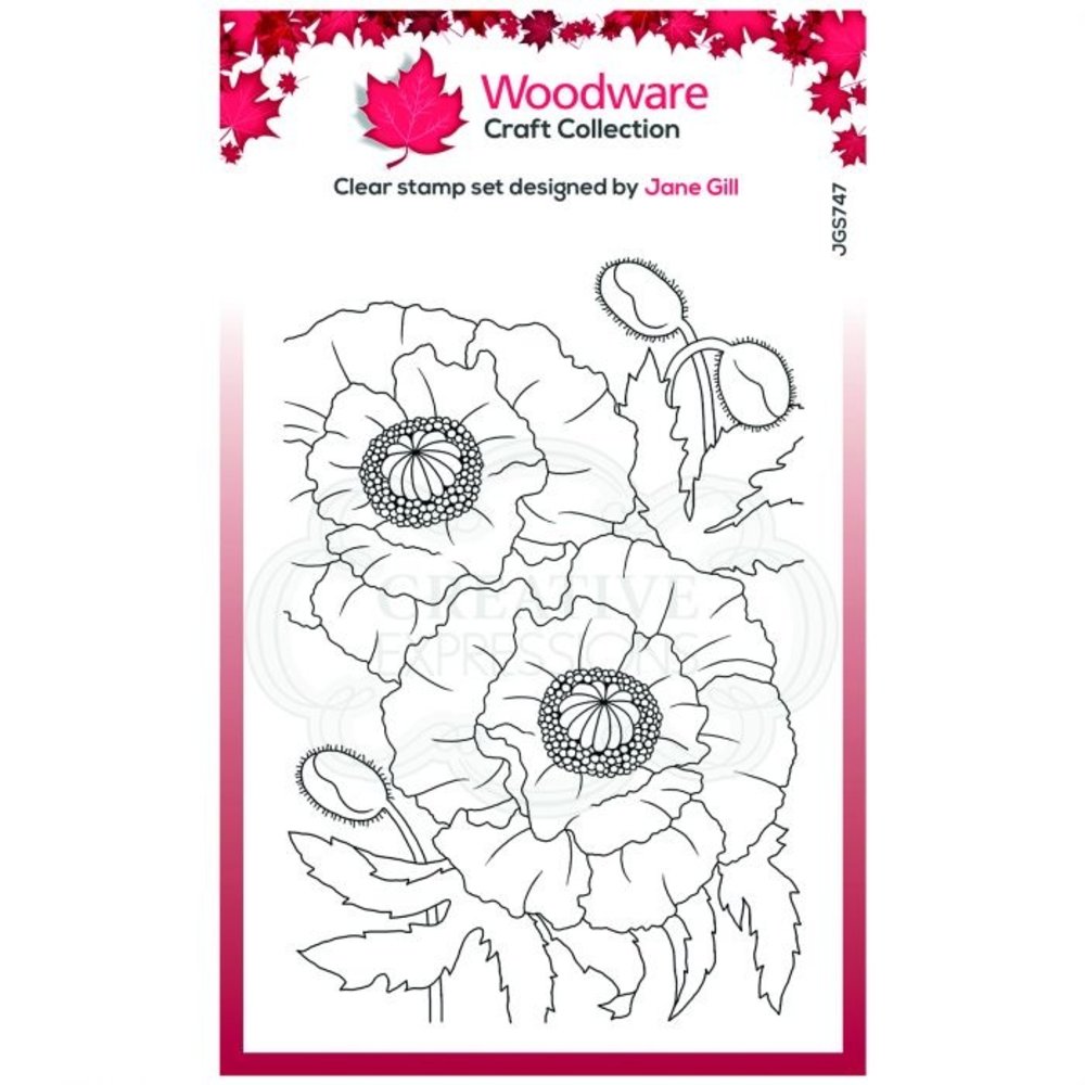 Woodware Singles Poppies Clear Stamp Set (JGS747) Woodware Singles Poppies Clear Stamp Set (JGS747)