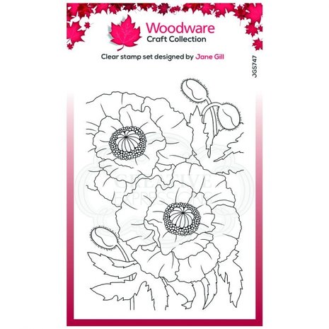 Woodware Singles Poppies Clear Stamp Set (JGS747) Woodware Singles Poppies Clear Stamp Set (JGS747)