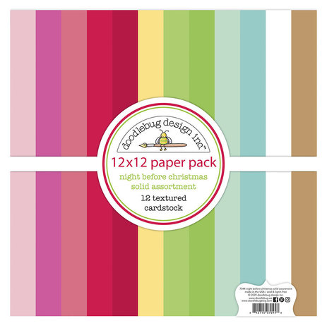 Doodlebug Design Inc. Night Before Christmas Solid Assortment 12x12 Inch Textured Cardstock (7044)