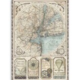 Stamperia Sir Vagabond Rice Paper A4 Map of New York (DFSA4515)