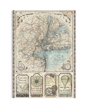 Stamperia Sir Vagabond Rice Paper A4 Map of New York (DFSA4515) Stamperia Sir Vagabond Rice Paper A4 Map of New York (DFSA4515)