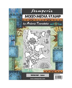 Stamperia Sir Vagabond Mixed Media Stamp Vintage Map (WTKAT15)