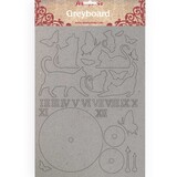 Stamperia Orchids And Cats Greyboard A4 Cats and Clock (KLSPDA418)*