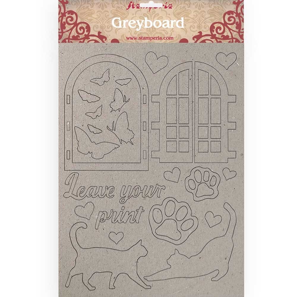 Stamperia Orchids And Cats Greyboard A4 Leave your Print (KLSPDA419) Stamperia Orchids And Cats Greyboard A4 Leave your Print (KLSPDA419)