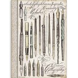 Stamperia Calligraphy Rice Paper A4 Vintage Pens (DFSA4526)