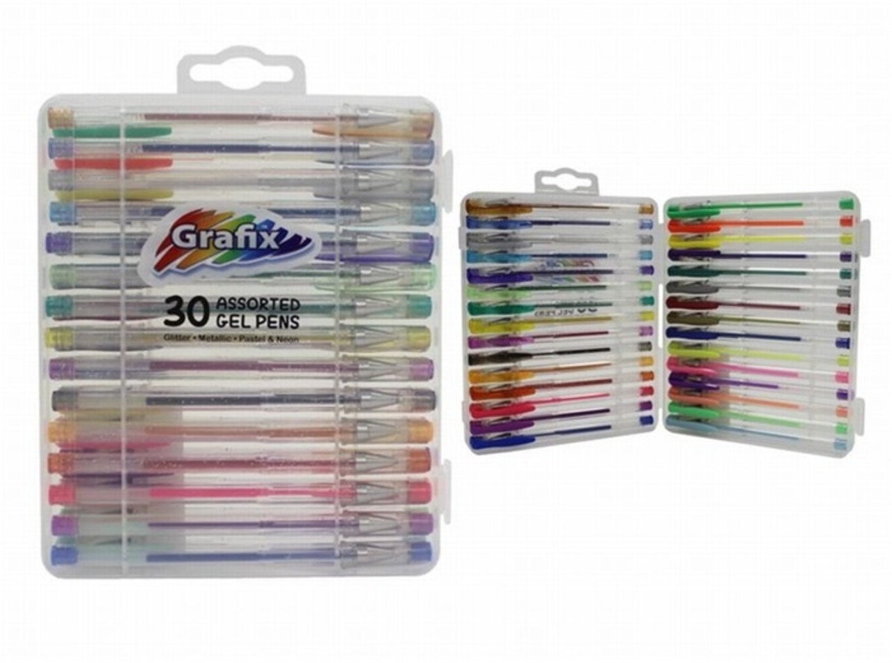 Grafix Gelpens in Carry Case 30 pcs (R04-0025C48) Grafix Gelpens in Carry Case 30 pcs (R04-0025C48)