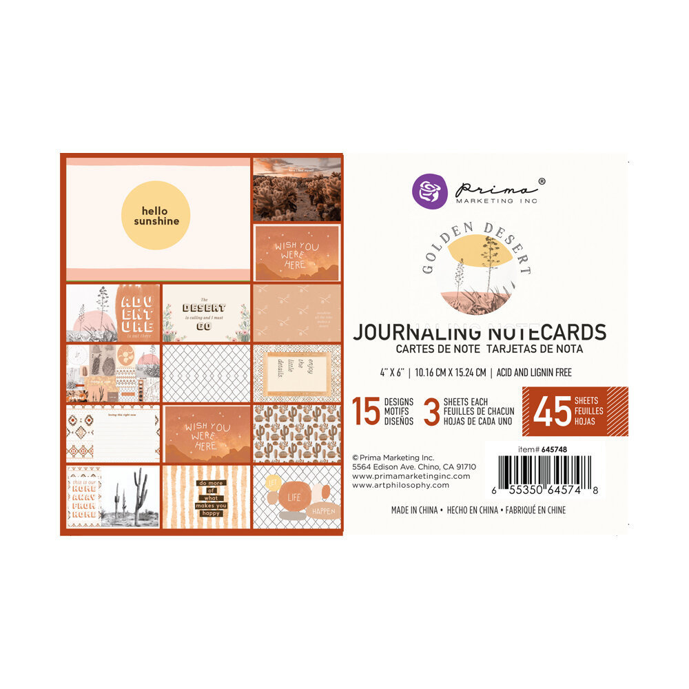 Prima Marketing Inc Golden Desert 4x6 Inch Journaling Cards (645748) Prima Marketing Inc Golden Desert 4x6 Inch Journaling Cards (645748)