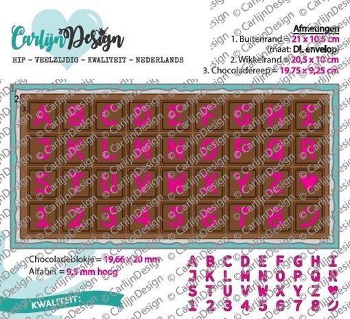 Carlijn Design Snijmal DL Slimline Kaart 4 Chocolade Alfabet (CDSN-0082)