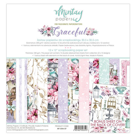 Mintay Graceful 12x12 Inch Scrapbooking Paper Set (MT-GRA-07)