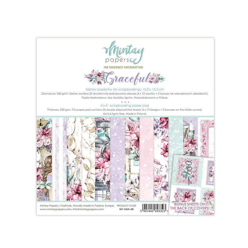 Mintay Graceful 6x6 Inch Scrapbooking Paper Pad (MT-GRA-08) Mintay Graceful 6x6 Inch Scrapbooking Paper Pad (MT-GRA-08)