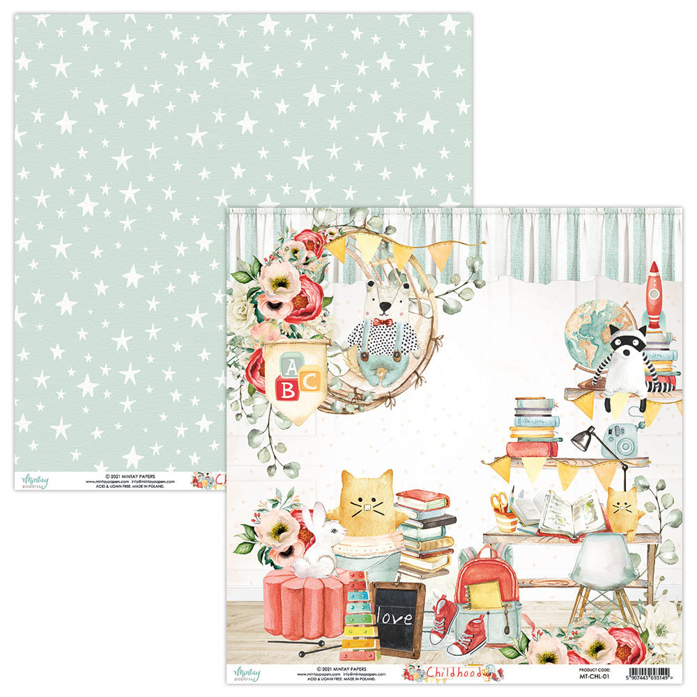 Mintay Childhood 12x12 Inch Scrapbooking Paper Set (MT-CHL-07) Mintay Childhood 12x12 Inch Scrapbooking Paper Set (MT-CHL-07)