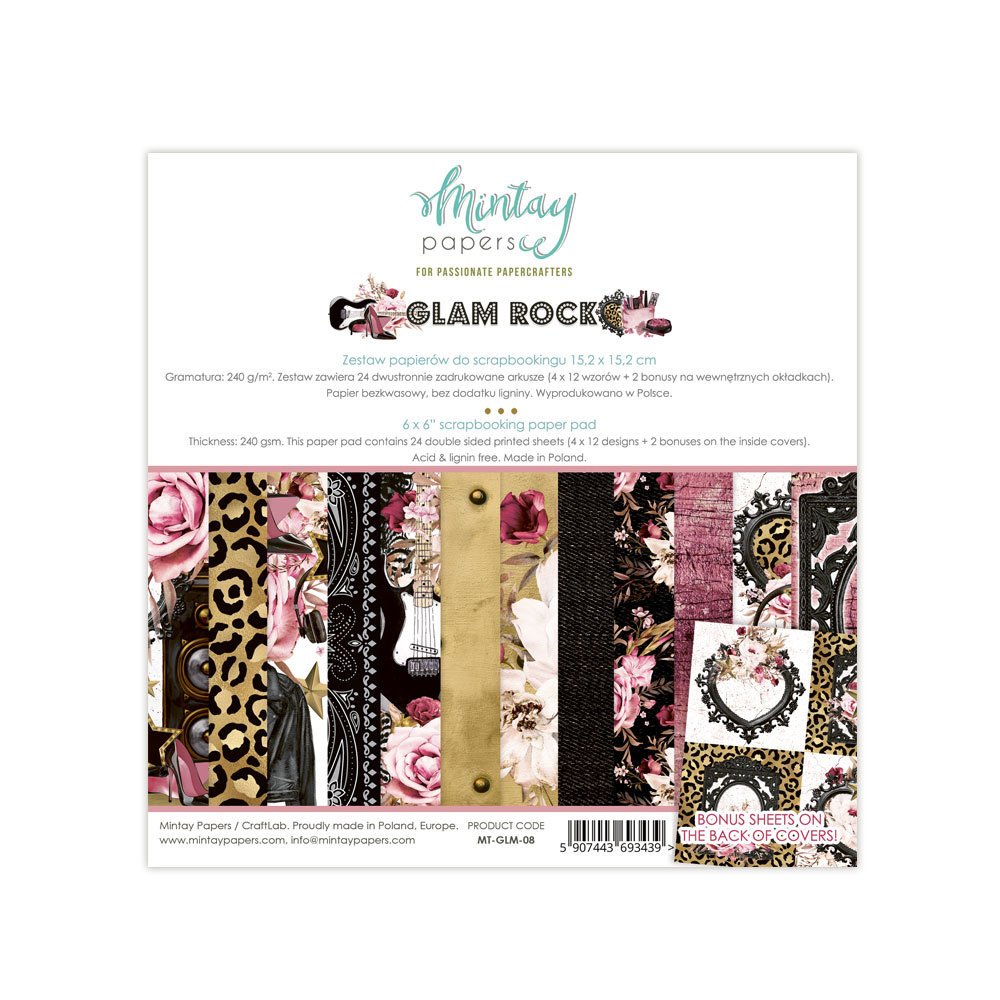 Mintay Glam Rock 6x6 Inch Scrapbooking Paper Pad (MT-GLM-08)