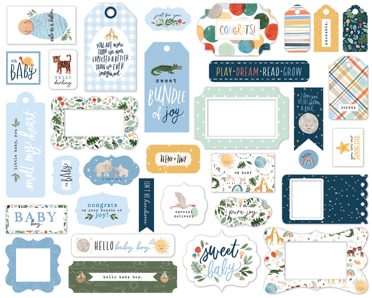 Echo Park Welcome Baby Boy Ephemera Frames & Tags (WBB234025) Echo Park Welcome Baby Boy Ephemera Frames & Tags (WBB234025)