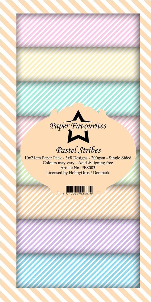 Paper Favourites Pastel Stribes Slimline Paper Pack (PFS003)