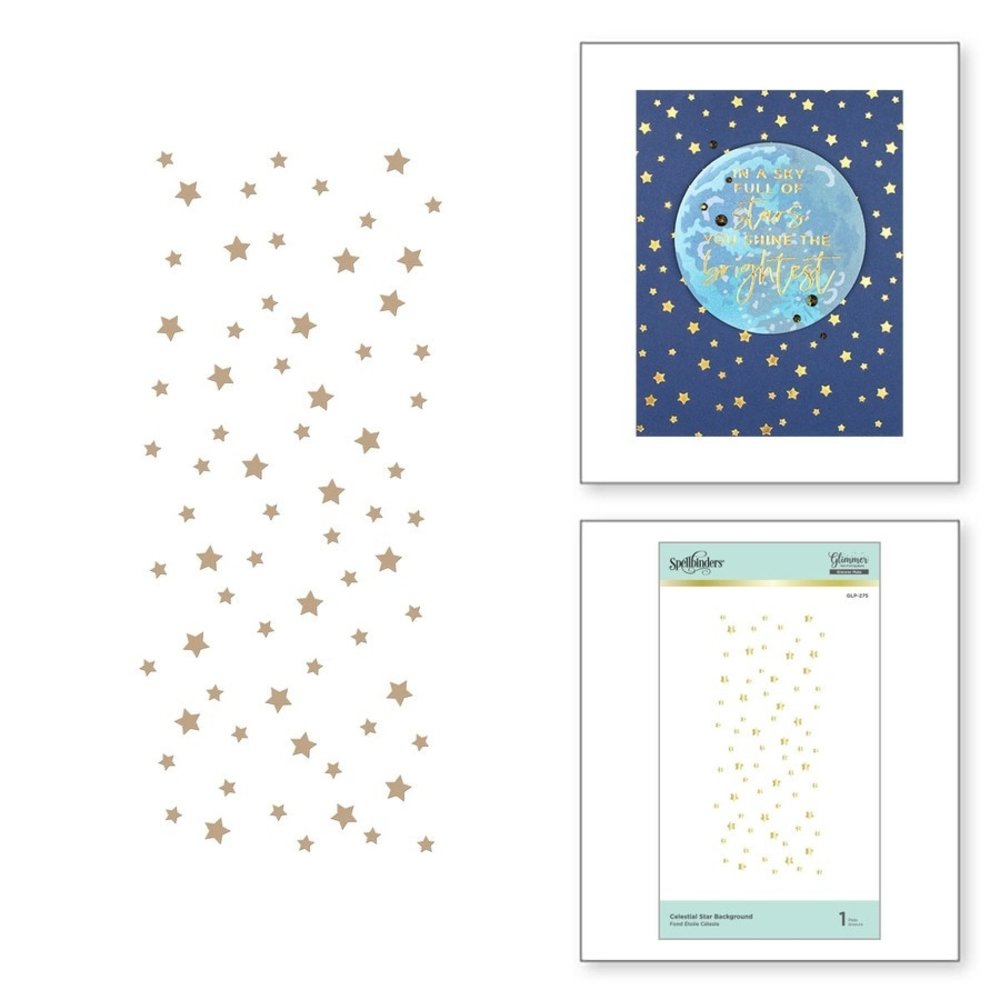 Spellbinders Celestial Star Background Glimmer Hot Foil Plate (GLP-275)