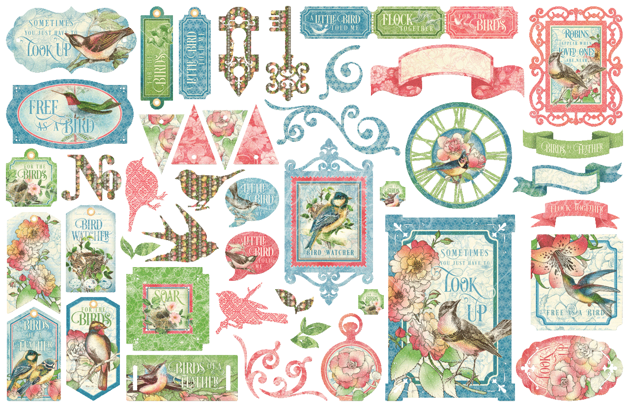 Graphic 45 Bird Watcher Die-Cut Assortment (4502216) Graphic 45 Bird Watcher Die-Cut Assortment (4502216)