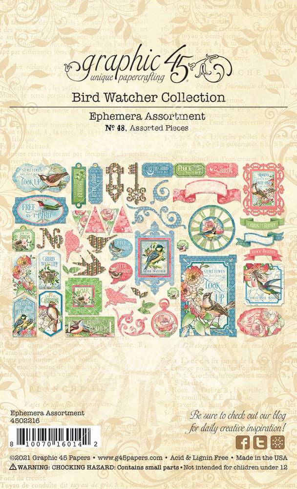 Graphic 45 Bird Watcher Die-Cut Assortment (4502216) Graphic 45 Bird Watcher Die-Cut Assortment (4502216)