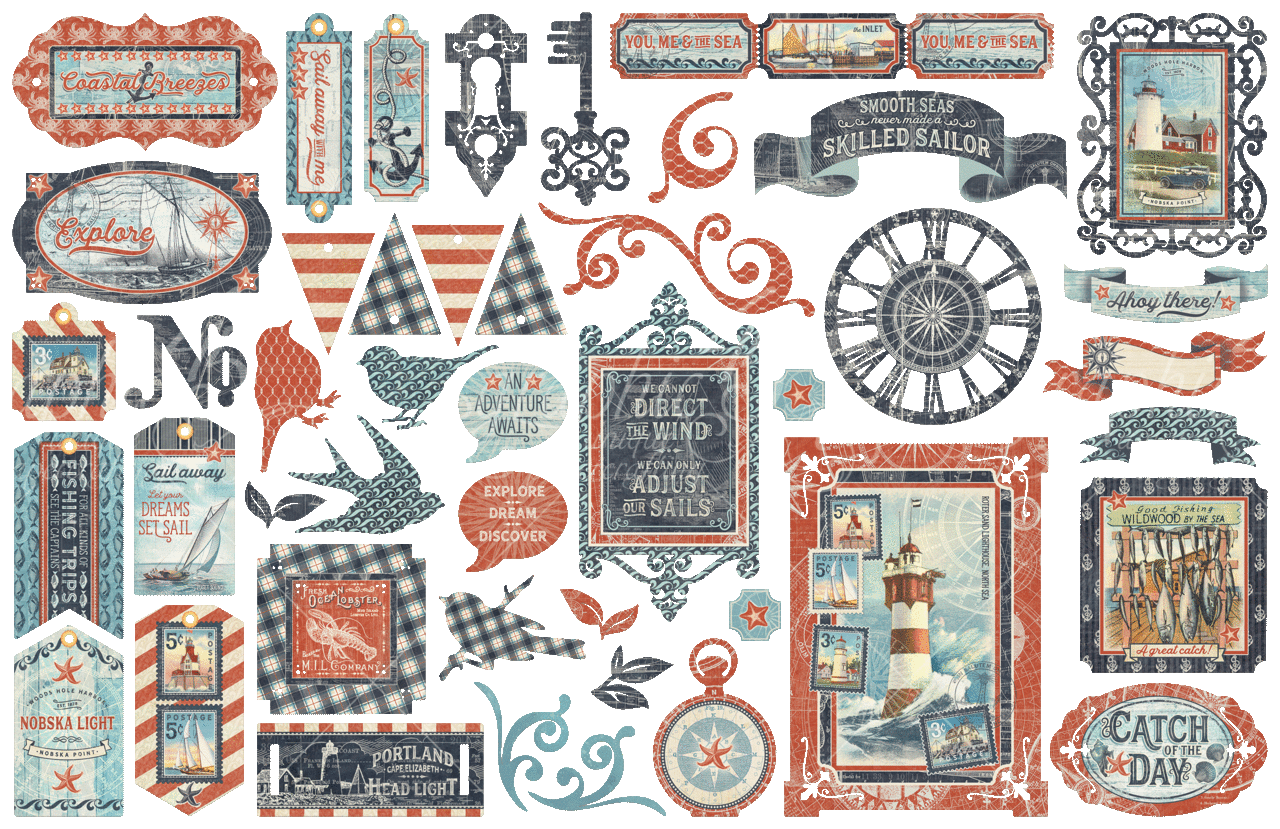Graphic 45 Catch of the Day Die-Cut Assortment (4502181) Graphic 45 Catch of the Day Die-Cut Assortment (4502181)