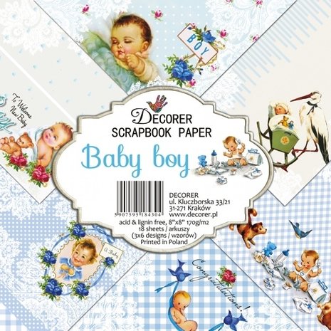 Decorer Baby Boy 8x8 Inch Paper Pack (DECOR-B32-430) Decorer Baby Boy 8x8 Inch Paper Pack (DECOR-B32-430)