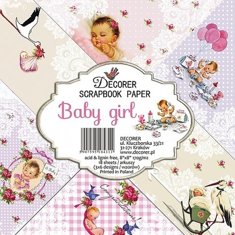 Decorer Baby Girl 8x8 Inch Paper Pack (DECOR-B33-431) Decorer Baby Girl 8x8 Inch Paper Pack (DECOR-B33-431)