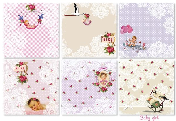 Decorer Baby Girl 8x8 Inch Paper Pack (DECOR-B33-431) Decorer Baby Girl 8x8 Inch Paper Pack (DECOR-B33-431)