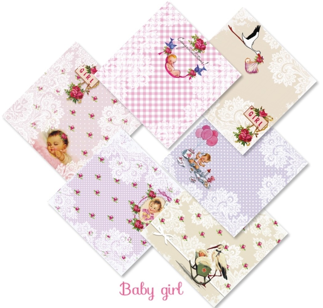 Decorer Baby Girl 8x8 Inch Paper Pack (DECOR-B33-431) Decorer Baby Girl 8x8 Inch Paper Pack (DECOR-B33-431)