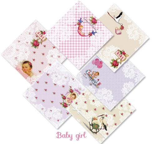Decorer Baby Girl 8x8 Inch Paper Pack (DECOR-B33-431) Decorer Baby Girl 8x8 Inch Paper Pack (DECOR-B33-431)