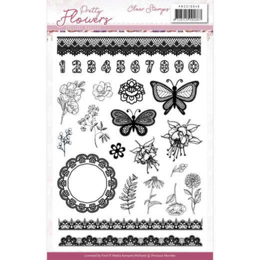 Precious Marieke Pretty Flowers Clear Stamp Set (PMCS10046)